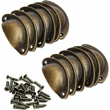 Poignée Coquille Rétro Poignee de Meuble Vintage Bouton Tiroir Poignée avec 24 Vis pour Placards Armoire Commode Tiroirs -12Pcs (1/5)