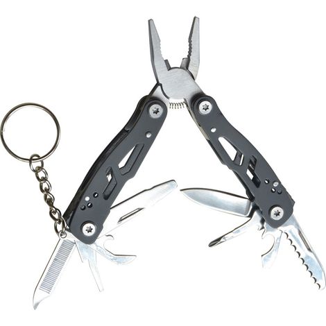 Miniatur-Multifunktionszange aus Edelstahl mit 14 Funktionen, faltbar, tragbares Taschenwerkzeug, schwarz, für Camping und Heimwerkerarbeiten. (1/5)