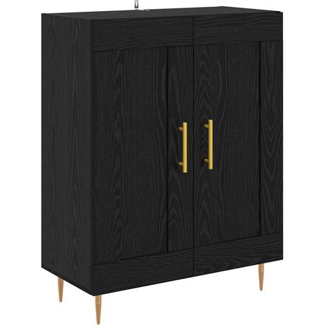 Buffet,Meuble de Rangement,Bahut Chêne noir 69,5 x 34 x 90 cm Bois d'ingénierie et fer CFW966519 (1/5)