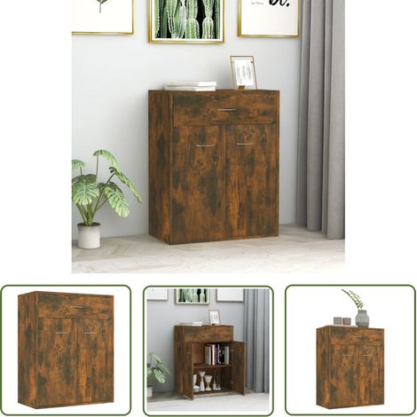 Buffet Bahut Meuble de rangement Commode Chêne fumé 60x30x75 cm Bois d'ingénierie 99481 (1/5)