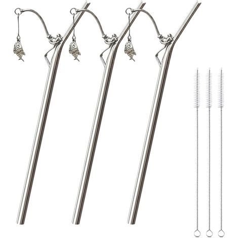 Pajitas metálicas creativas con temática de pesca, - 3 unidades