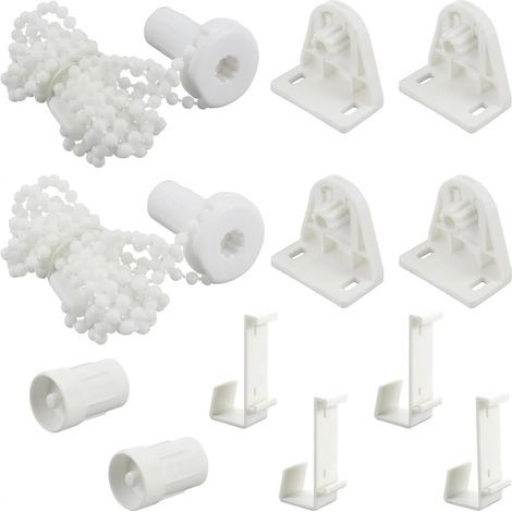 Kit Réparation Enrouleur Pièces, Mécanisme Volet Roulant pour Tube, Fixation Store sans Perçage Blanc, Accessoires Rideaux Complets avec Chaînette, Supports et Clips pour Maison Bureau (1/5)