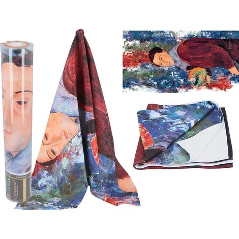 Großes Baumwollhandtuch mit Amedeo Modigliani Selbstporträt-Motiv (1/3)