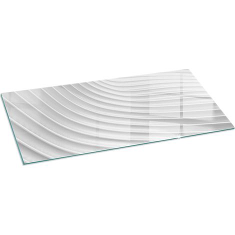 Décorative Plaque de protection de sol en verre trempé pour cheminée ou poêle moderne Vagues de lignes délicates 125x50 cm (1/5)