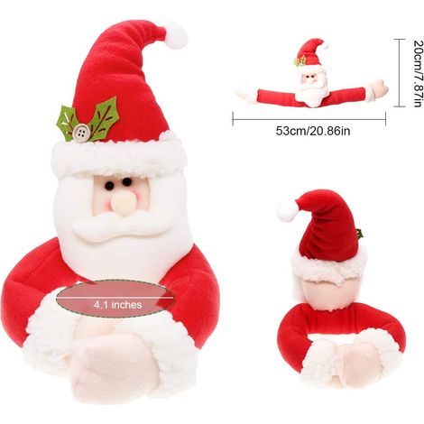 Attache Pour Rideaux De Noël - Boucle En Tissu Avec Motif Bonhomme De Neige Et Père Noël - Décoration Festive Pour Fenêtre Et Intérieur - Lot De 2 (1/5)