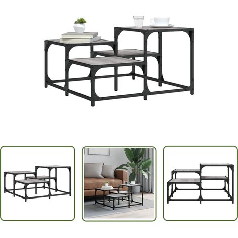 The Living Store Couchtisch Grau Sonoma 68x68x40 cm Holzwerkstoff - Couchtisch - Wohnzimmerschmuck - Grau Sonom - Holzwerkstoff - Metallgestell (1/5)