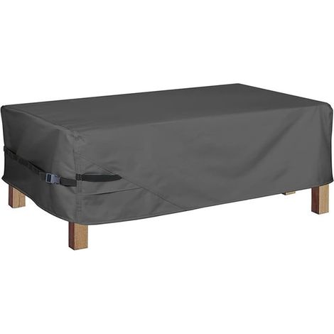Housse de protection rectangulaire imperméable pour table basse d'extérieur en tissu Oxford 210D anti-poussière avec sangles de fermeture à clic pour terrasse de jardin, noir (86,4 x 50,8 (1/5)