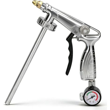 pistolet de pulvérisation pneumatique, pistolet pour cavités réglable avec manomètre, pistolet en aluminium avec raccord de 40 mm, pour apprêt adhésif de protection de châssis (1/5)