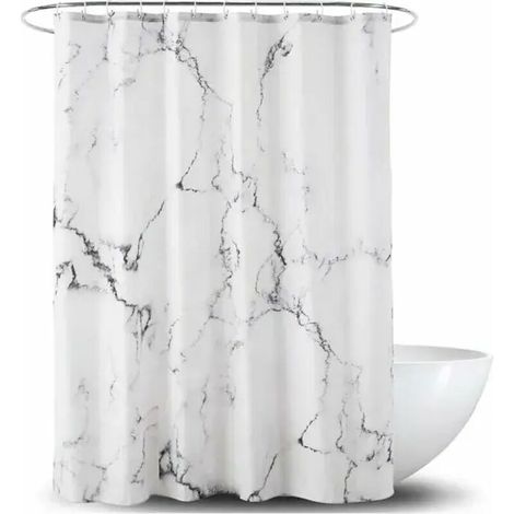 Rideau de Douche en Tissu Imperméable avec Ourlet Renforcé - Différentes Tailles - Motif Marbre - Lavable en Polyester - 180 x 200 cm (1/4)