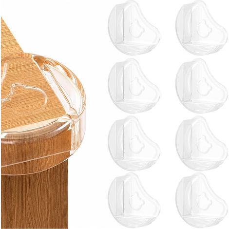 Juego de 8 protectores de esquinas: protectores de esquinas de PVC transparentes y autoadhesivos, fáciles de instalar en mesas y escritorios (1/4)