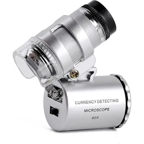 Mini microscopio tascabile ad alta potenza 60X Microscopio professionale per apprezzamento dei gioielli Lente d'ingrandimento UV LED portatile (1/5)
