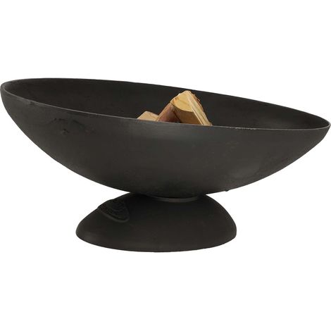 Esschert Design – Vasque à feu ovale en fonte – Dimensions 77,8 x 37,4 x 26,1 cm – Base large pour stabilité – Retient la chaleur durablement