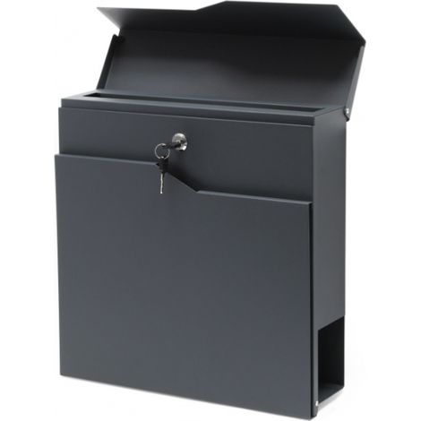 Boite aux lettres Design avec compartiment pour journal 37x37x10,5 cm Anthracite Fixation murale (1/3)