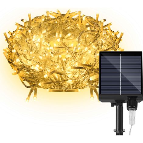 Randaco Guirlanda Luminosa Solare Esterna LED Tendina Luminosa Decorazione Natalizia Impermeabile IP44 Bianco Caldo 5M 198LEDs (1/5)