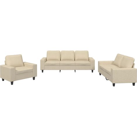 Maison Exclusive - Set di Divani 3 pz Crema in Tessuto