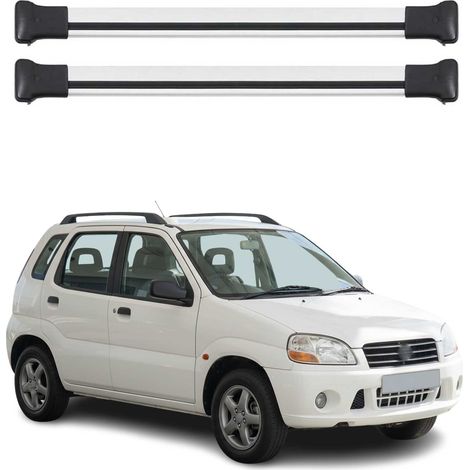 OMAC Aluminium Dachträger Querträger für Suzuki Ignis I 2004-2006 FL 5Tür – Max. 75 kg – 2 Stangen Silber (1/5)