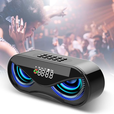 Réveil Multifonction ABS avec Haut-parleur Bluetooth, Appels Vocaux, Diaphragme Indépendant et Lumières Clignotantes - Noir