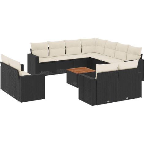 Maison Exclusive - Set Divani da Giardino 12 pz con Cuscini Nero in Polyrattan (1/5)