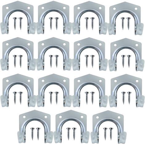 Lot de 15 crochets à outils de bricolage pour abri de jardin, crochets de rangement en aluminium avec 30 vis, durables et résistants à la rouille, crochets muraux robustes pour outils, vélos, (1/5)
