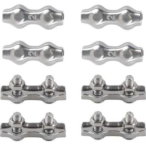 Attaches de câble duplex M2 en acier inoxydable 304, pour cordes à linge, voiles d'ombrage, etc. (lot de 8). (1/5)