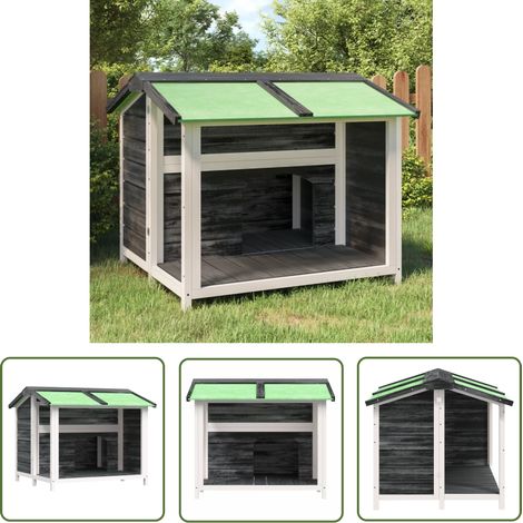 Chenil gris 96x87x80,5 cm bois de pin solide (1/5)