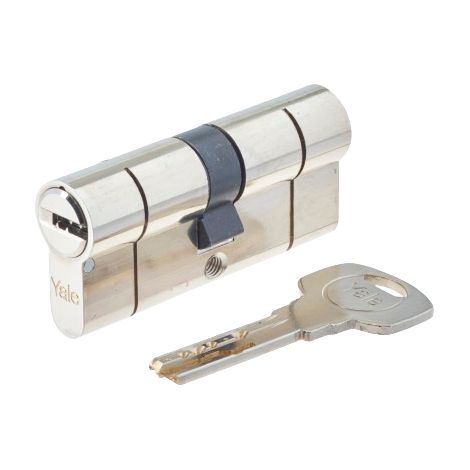 Cylindre de serrure Yale YC2100 - 10 goupilles - 5 clés réversibles - nickelé - 35x35mm