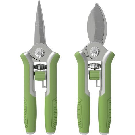 Ensemble d'outils de jardin, 2 pièces, outils de jardin en acier inoxydable, comprenant un sécateur et un coupe-branches, vert et argent (1/5)