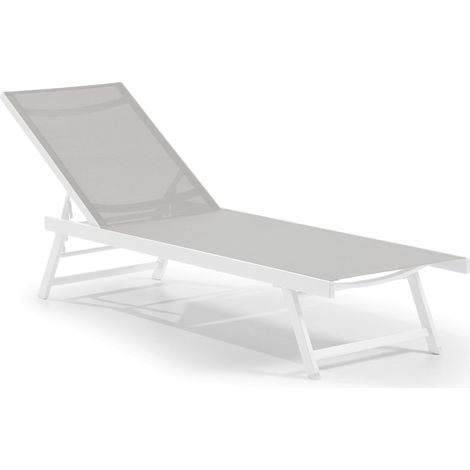 Leco Aluminium Sonnenliege "Elina" mit klappbaren Füßen, weiß / grau (1/5)
