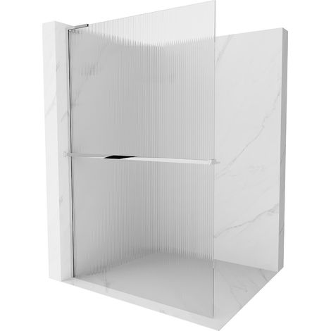 Mexen Kioto+ L Duschwand mit Walk-in Regal 120 x 200 cm, klar, chrom - 800-120-123-01-09