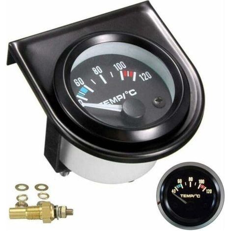Kit de jauge de température de l'eau pour voiture Noir LED Universel Manomètre de température de l'eau de voiture Cadrans de 101.6 à 120°(Diamètre 52mm)-- (1/5)