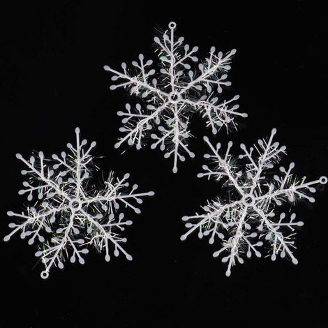 Guirlande De Flocons De Neige - Décorations De Noël En Forme De Flocon Pour Arbre Et Intérieur/Extérieur - 3 Pièces - Blanc (1/4)