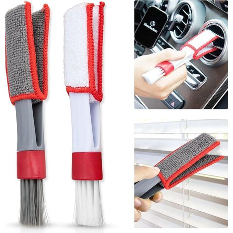 Linghhang – Lot de 2 brosses à plumeau en microfibre – Nettoyage stores vénitiens et climatiseurs – Housse lavable et réutilisable – 18cm x 5cm (1/5)