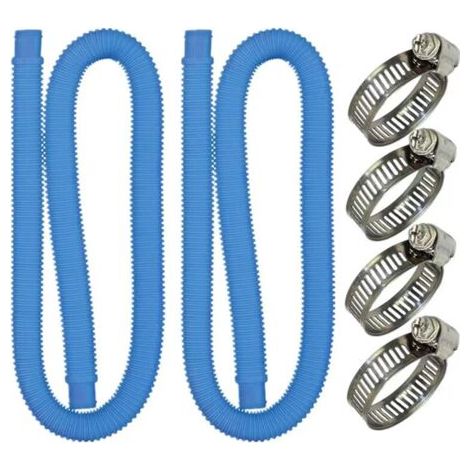 Tuyau de piscine - Tuyau d'aspiration - 32 mm - Longueur : 150 cm - Bleu - 2 tuyaux - Pour pompe à filtre et systèmes d'eau salée (1/5)