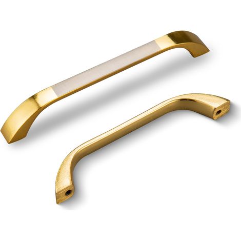 10 Poignées de Tirage Dorées en Forme de D pour Armoires, Tiroirs et Portes de Cuisine & Salle de Bain, avec Vis, Entraxe 128mm (1/5)