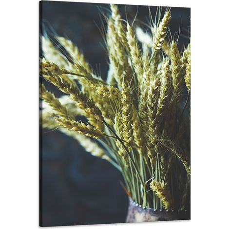 Stampa su tela Botanica Spighe di grano in un vaso 60x90 cm