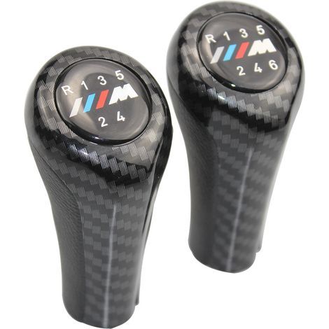BMW-Schalthebel, geeignet für BMW-Tuning, Schaltknauf in Carbonfaser-Optik, Schaltgetriebe, hochwertiger Schalthebel mit M-Logo, 5 Gänge, u (1/4)