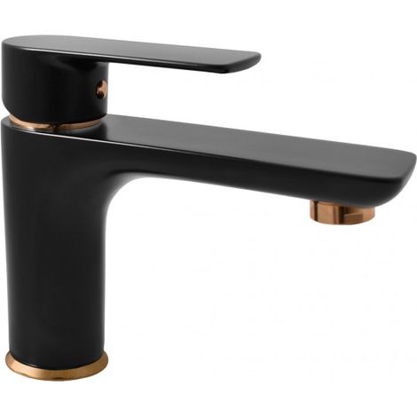 Mitigeur lavabo VLTAVA en laiton doré noir sans siphon (1/2)