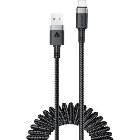 Cavo a spirale USB-A - USB-C 480Mb/s 3A 1,2 m - nero (1/5)