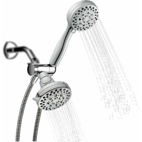 Pommeau de douche à main Pluie Pommeau de douche Combo 5 réglages de pulvérisation Pommeau de douche haute pression avec inverseur d'eau à 3 voies Ensemble de tuyaux en acier inoxydable