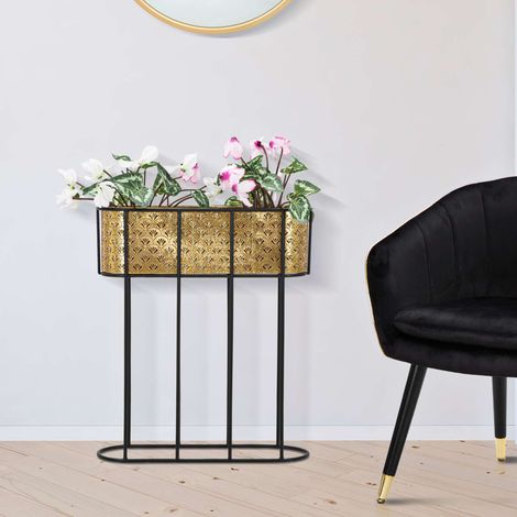 Vase, Support Amovible Couleur Structure Noir, or - SanJuan