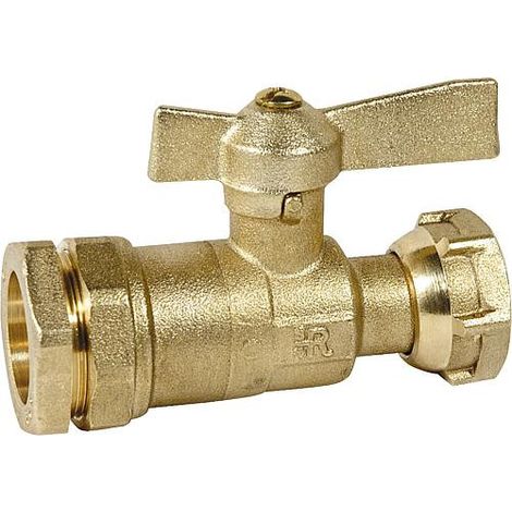 vanne d'arret droite pour tube PE 32mm x 3/4" écrou-chapeau