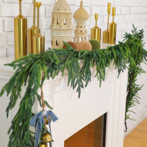 Guirlande Artificielle Norfolk Pine - 180 cm - Pour Décoration Intérieure Mantel Table Centre De Table Noël (1/5)