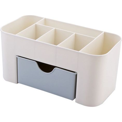 Multifunktionaler Make-up-Organizer aus Polypropylen mit 6 Fächern und Schublade, blau (1/5)