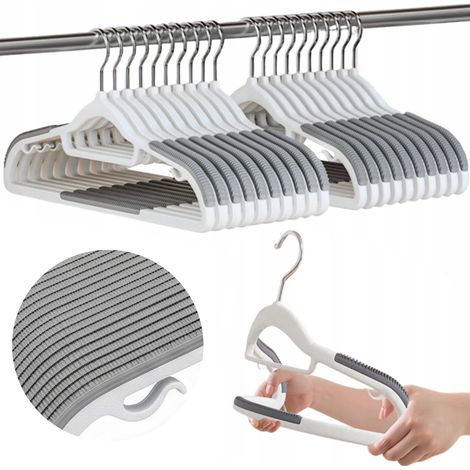 Set Kleiderbügel mit rutschfestem SOFTY-Überzug, 20 Stück, weiß und grau