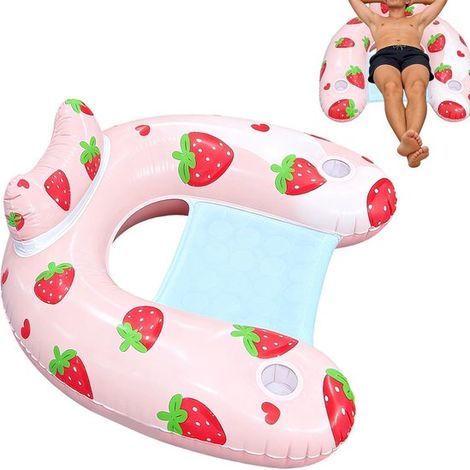 Sedia gonfiabile da piscina - Sedia con materasso ad aria - Relax in acqua - Con poggiatesta - 90 x 70 cm - A (1/5)
