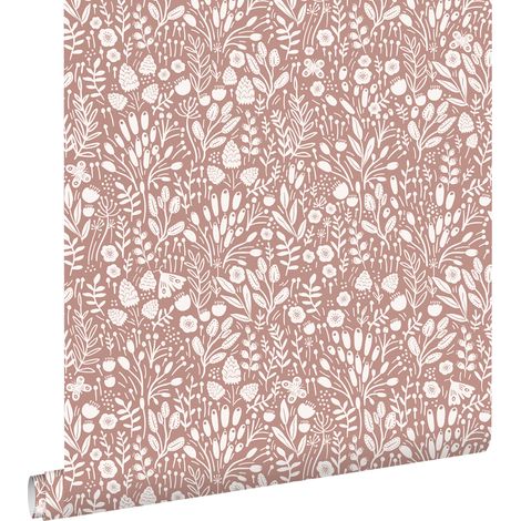 papier peint fleurs vieux rose - ESTAhome (1/5)