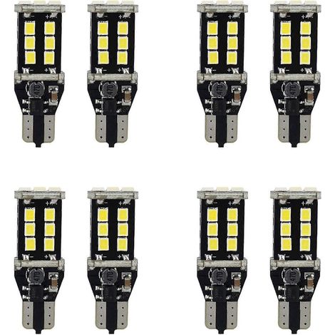 8 ampoules LED blanches ultra-lumineuses Canbus pour feux de recul de voiture 912 921 T15 W16W (1/5)