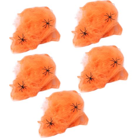 5pcs Spider Web Terrible Vivid Scalable Halloween Decorative Supplies for Indoor OutdoorOrange (1/5)