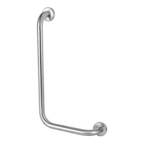 CORRIMANO ANGOLARE CON MONTANTE A SINISTRA Misura: cm. 35 x 65 sx Acciaio Inox