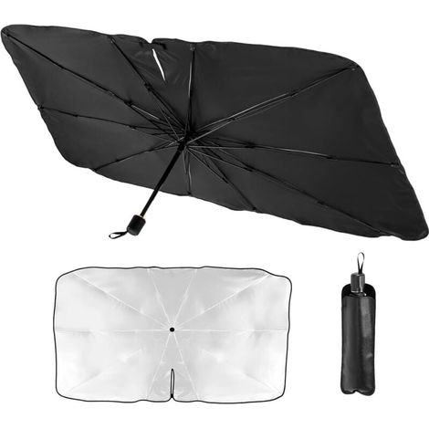 2025 Pare Soleil Voiture Pare Brise Avant 140 x 80 Cm, Parapluie Pare Soleil Voitur Portable- - Revêtement en Titane - Protection UV Et Anti-Chaleur Facile à Installer pour Voitures, SUV, Camions